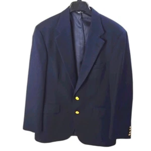 Chaps Ralph Lauren Virgin Wool Navy Gold Buttons Sport Coat Blazer Jacket Sz 44 - Picture 1 of 13