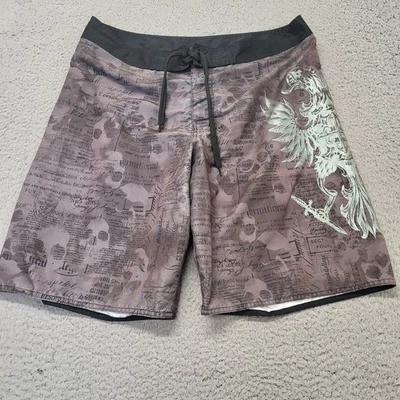 Bañador Joe Boxer Board Shorts Para Hombre Talla 34 Negro Calaveras 2 Cabezas Águila     Foto 1 de 4