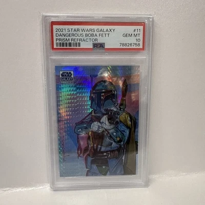 Prism Refractor /75 2021 Topps Star Wars Chrome #11 A Dangerous Boba Fett PSA 10 - Image 1 of 2
