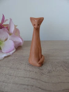 Figurine miniature chat en terre cuite artisanal poterie potier, collection chat - Imagen 1 de 9