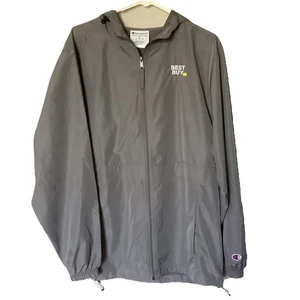 Champion Zip Up Windbreaker bedeutet Gr. M leicht Best Buy Logo grau Kapuze - Bild 1 von 10