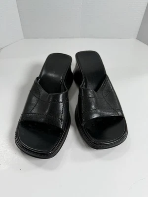 Vintage 90’s Y2K Nine West Chunky Leather Slide Sandal Mules Platforms Size 8.5 - Image 1 of 4