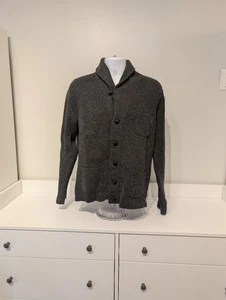 J.Crew Shawl Collar Men's Cardigan Sweater Sz L Lambswool Charcoal Gray  - Picture 1 of 6