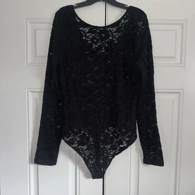 NUEVO CON ETIQUETAS American Eagle AE Body Manga Larga Encaje Negro Espalda Redonda NUEVO Talla XXL Foto 1 de 4