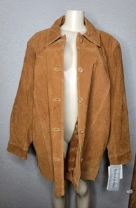 3X Monroe & Main Washable Suede Leather Button Up Jacket Womens Plus NWT - Picture 1 of 16