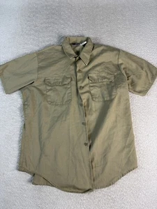 Vintage Big Mac Shirt Mens Large Khaki Button Up Short Sleeve Workwear USA 90s - Picture 1 of 6