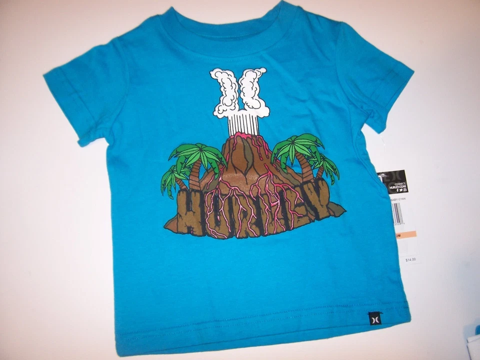 Nuevo Hurley Talla 12M 12 Meses Manga Corta Camiseta Niño Azul Turquesa Foto 1 de 1