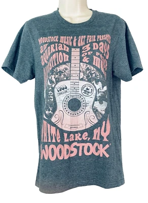 Gray pink Woodstock T-shirt, cotton short sleeve guitar 1969 reprint Hybrid S - Image 1 of 4