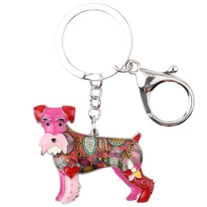 Enamel Alloy Heart Lover Schnauzer Dog Key Chains For Women Car Charms Gift - Picture 1 of 6