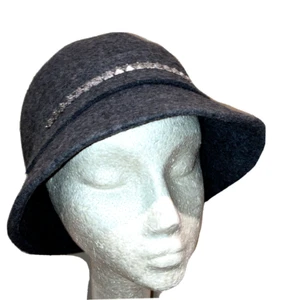 Tarnish Italy gray classic 40's style bucket hat 100% wool felt ladies one size - Picture 1 of 7