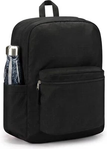 ZORFIN Black Backpack for School Work Travel: Lightweight Bookbag - Picture 1 of 9