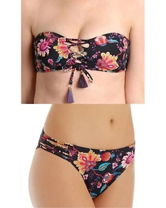 NUEVO CON ETIQUETAS NANETTE LEPORE 10 bikini traje de baño traje de baño floral tiras bandeau 2 piezas - Imagen 1 de 5
