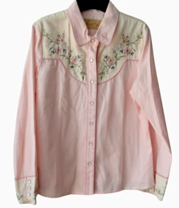Scully Breast Cancer Pink Western Snaps Embroidered Womens Shirt Large - Picture 1 of 6