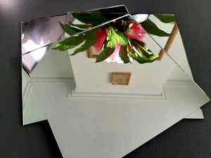 2 pieces, Silver Glass Mirror Tiles, 15 x 15 cm, 2 mm thick. Art&Craft - Picture 1 of 3