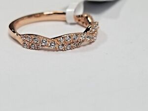 Joancee  Round Cut White Sapphire Rose Gold 925 Sterling Silver Wedding Band