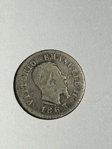 1863 Italien Münze N BN 50 Centesimi - Vittorio Emanuele II Silber (.835) - Bild 1 von 3