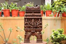 Ganesha Lakshmi Saraswati Statue Wooden Wall Panel Sculpture Hindu Home Decor 
