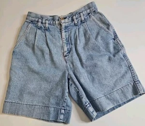 Vintage Womens Pleated High Rise Denim Mom Shorts Sz 24 Dockers Made In USA 90's - Picture 1 of 9