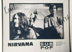 NIRVANA (Kurt Cobain & Krist) — Sub Pop Records Autographed Photo — with COA - Picture 1 of 2