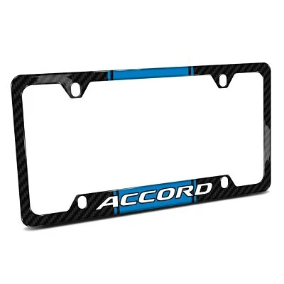 Honda Accord Blue Racing Stripe Black Real Carbon Fiber 50 States License Frame - Image 1 of 4