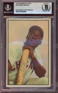 1953 Bowman Color Minnie Minoso HOF #36 BECKETT BAS Auto Autographed Signed - Picture 1 of 2