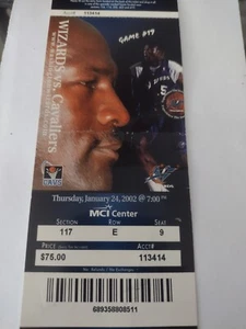 1/22/2002 Vintage Wizards v Cleveland Ticket Stub Michael Jordan Picture Rare - Picture 1 of 2