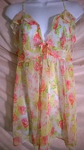 Victoria's Secret Dream Angels floral chiffon ruffle babydoll, Lge - Adorable! - Picture 1 of 5