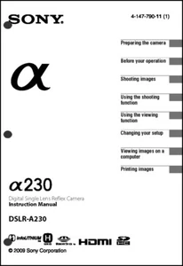 Sony DSLR Alpha A230 Digitalkamera Bedienungsanleitung Bedienungsanleitung  - Bild 1 von 1