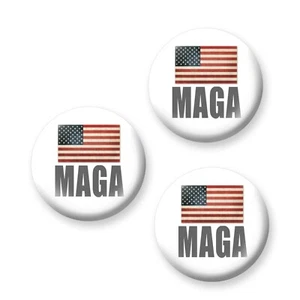 3 Buttons - 1,5" Donald Trump Pins - 2024 Wahl Präsident MAGA mit FAHNE - Bild 1 von 3