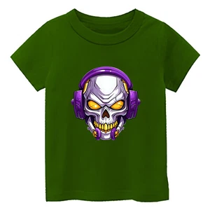 Kid's T-Shirt Colorful Christmas Skull Horror Funny USA Gym Workout New Gift Tee - Picture 1 of 14