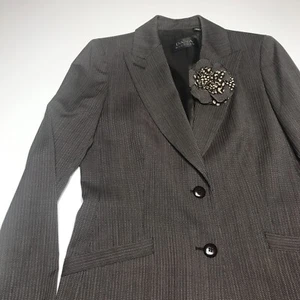 Dana Buchman Blazer Jacket Womens Size 4 Brown Patterned 2 Button 100% Wool - Picture 1 of 12