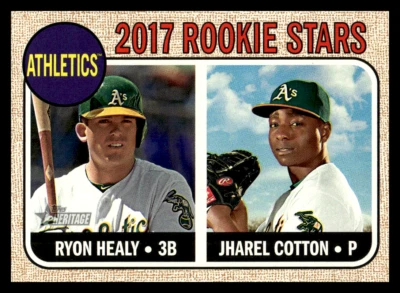 2017 Topps Heritage #199 Jharel Cotton / Ryon Healy RS, RC Oakland Athletics - Image 1 of 2