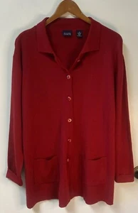 Cárdigan suéter para mujer HILLARD & HANSON botones bolsillos delanteros rojo talla M - Imagen 1 de 9