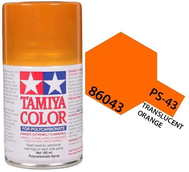 Tamiya 86043 PS-43 Translucent Orange Polycarbonate Lexan RC Spray Paint 100ml - Image 1 of 2