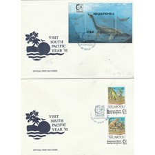 NIUAFO 1995 FAUNA PREISTORICA 2 VAL + BF SU 2 BUSTE FDC MF71220