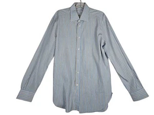 Camisa a Rayas Kiton Para Hombres Abotonada Manga Larga Azul Marrón Blanco Talla XXL - Imagen 1 de 9