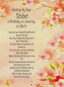 NUEVA Tarjeta de cumpleaños Wishing My Dear Sister un cumpleaños tan increíble como ella es A5 - Imagen 1 de 2