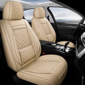 BABYBLU Leather Car Seat Covers,2 Pcs Universal Front Seat Covers for Cars Br... - Picture 1 of 6