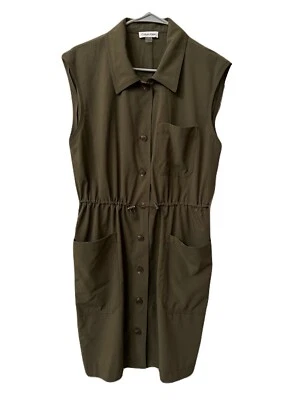 NEW Calvin Klein Womens Size 10 Olive Green Sleeveless Mini Utility Shirtdress - Image 1 of 4