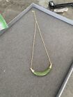 Cabi Green Jasper And Brass Crescent Necklace Gold Tone Style 2075 Statement
