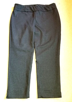 Womens Pants-ZAC & RACHEL-gray/brown check rayon stretch Ponte knit pull on-PXL - Image 1 of 4