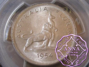 Australia 1954 Royal Visit Florin PCGS MS63 - Bild 1 von 2