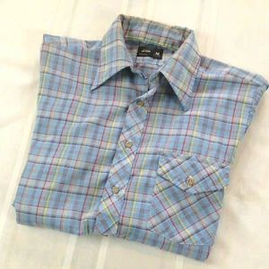 VINTAGE JCPENNEY Full Button Long Sleeve Multicolor Plaid Casual Shirt Men's M - Picture 1 of 7