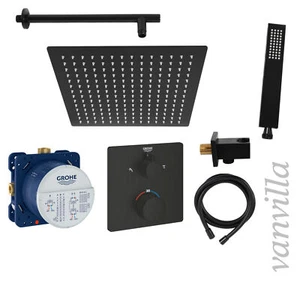 vanvilla Duschset Regendusche mit Duscharmatur Grohe Unterputz GS05 schwarz matt - Bild 1 von 6