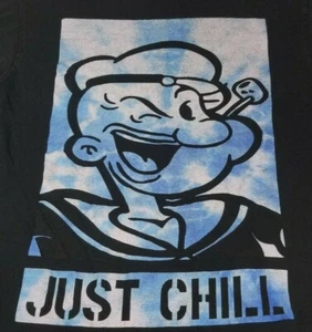 Rare Popeye the Sailor Man JUST CHILL Men's T Shirt Size M 100% Cotton 2015 - Picture 1 of 4