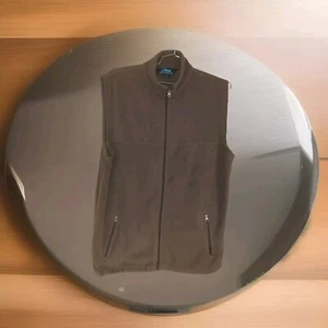 Tri-Mountain Brown Fleece Vest Men's Zip Up Pockets Outerwear Size XL  - Picture 1 of 4