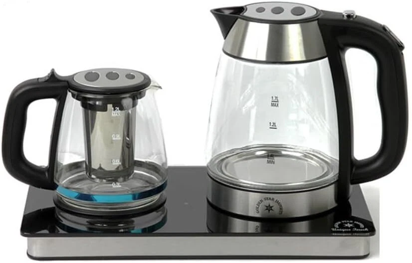 俄罗斯中东电动无绳玻璃双茶壶机萨莫瓦 — 第 1/1 张图片