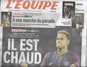 L'Equipe N º 23157 16/12/2017 Neymar-Psg _ Balonmano Femenino _ Tony Yoka _ - Imagen 1 de 2
