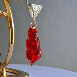 Pendant Genuine Murano Glass Transparent Glossy Red Gift Unique Present Handmade