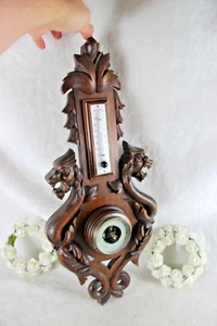 Black forest wood carved Dragon chimaera barometer - Picture 1 of 8